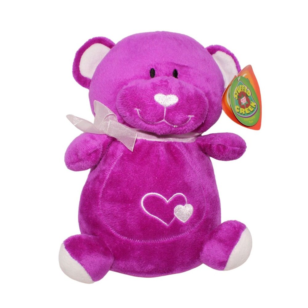 Heart Valentines Day Love All Occasions 10" Purple Plush Bear Stuffed Animal Toy